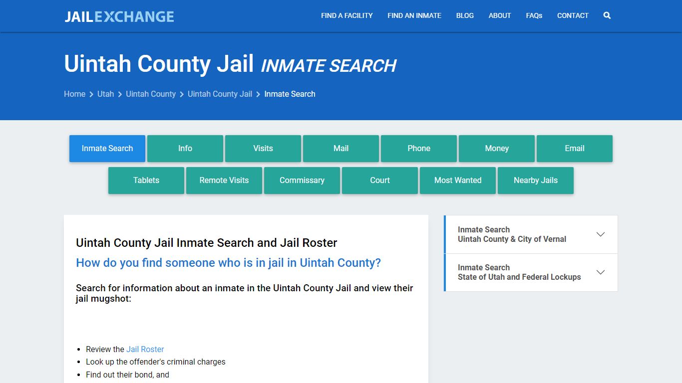 Inmate Search: Roster & Mugshots - Uintah County Jail, UT - Jail Exchange