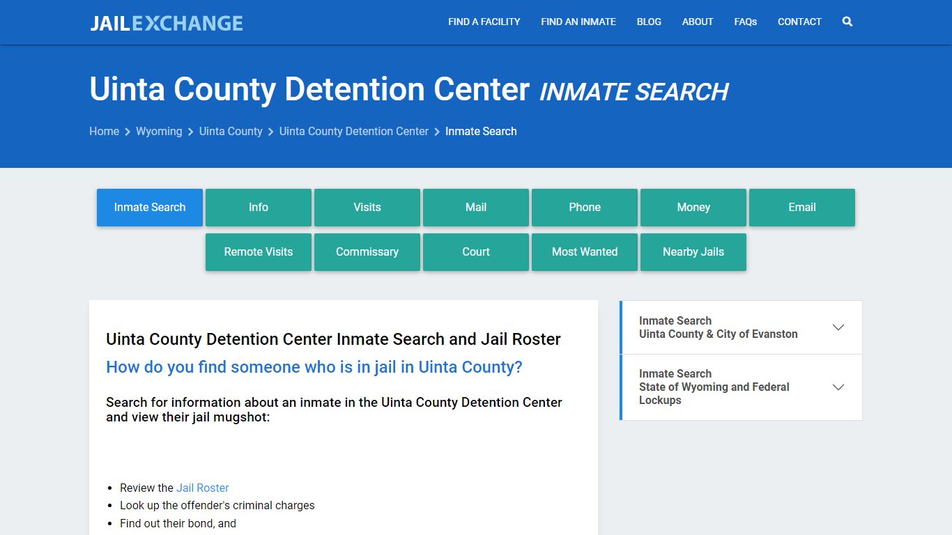 Uinta County Detention Center Inmate Search - Jail Exchange