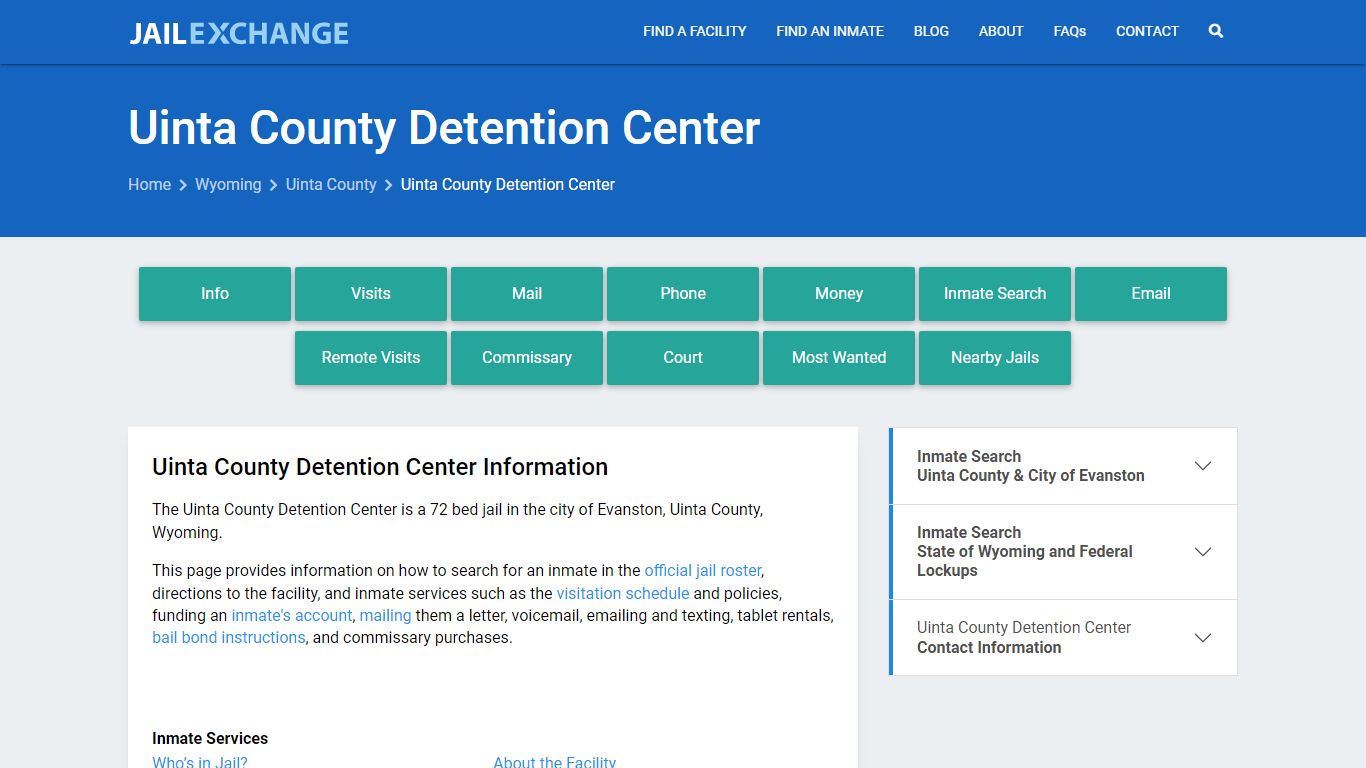 Uinta County Detention Center, WY Inmate Search, Information