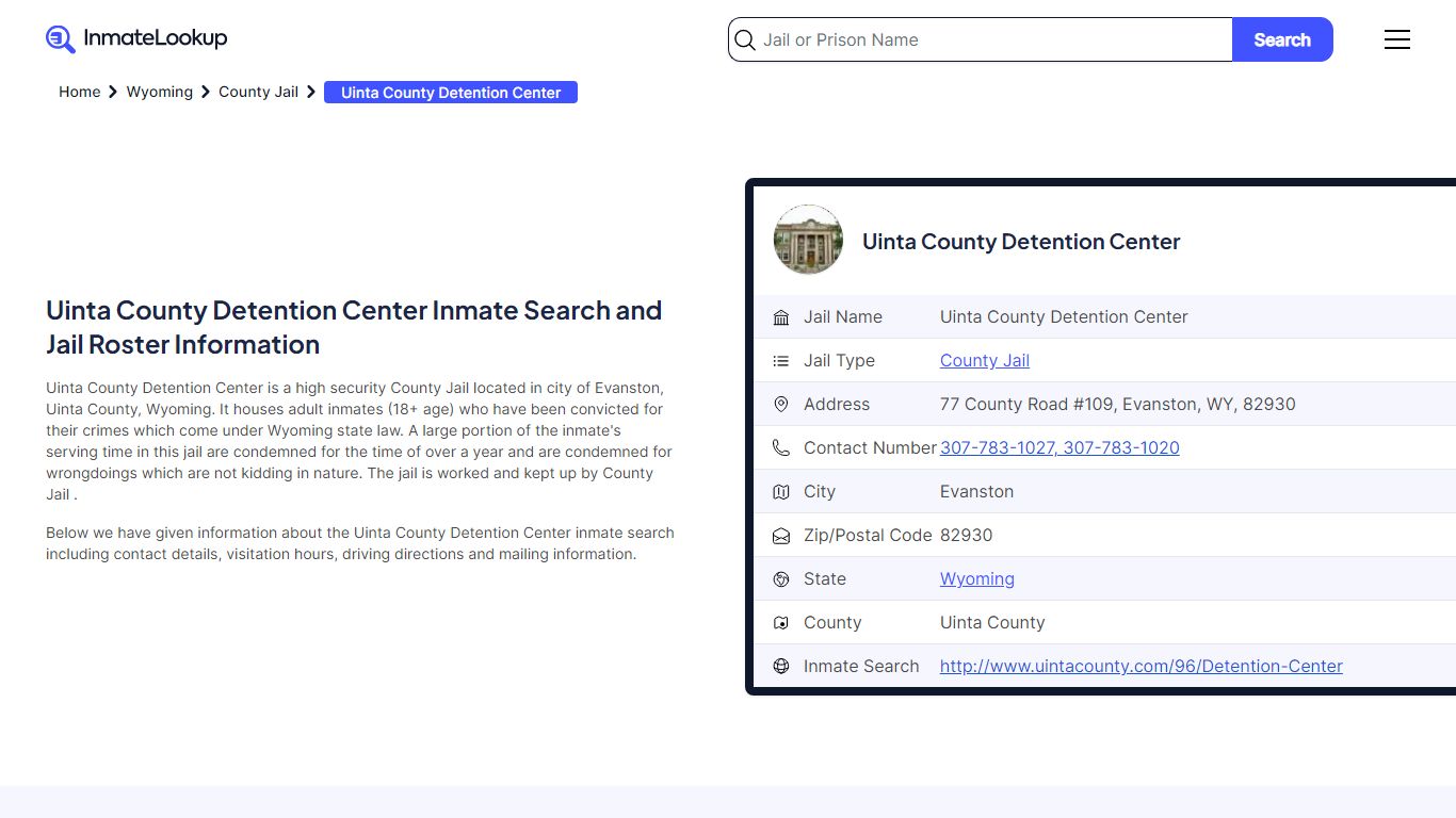 Uinta County Detention Center Inmate Search, Jail ... - Inmate Lookup